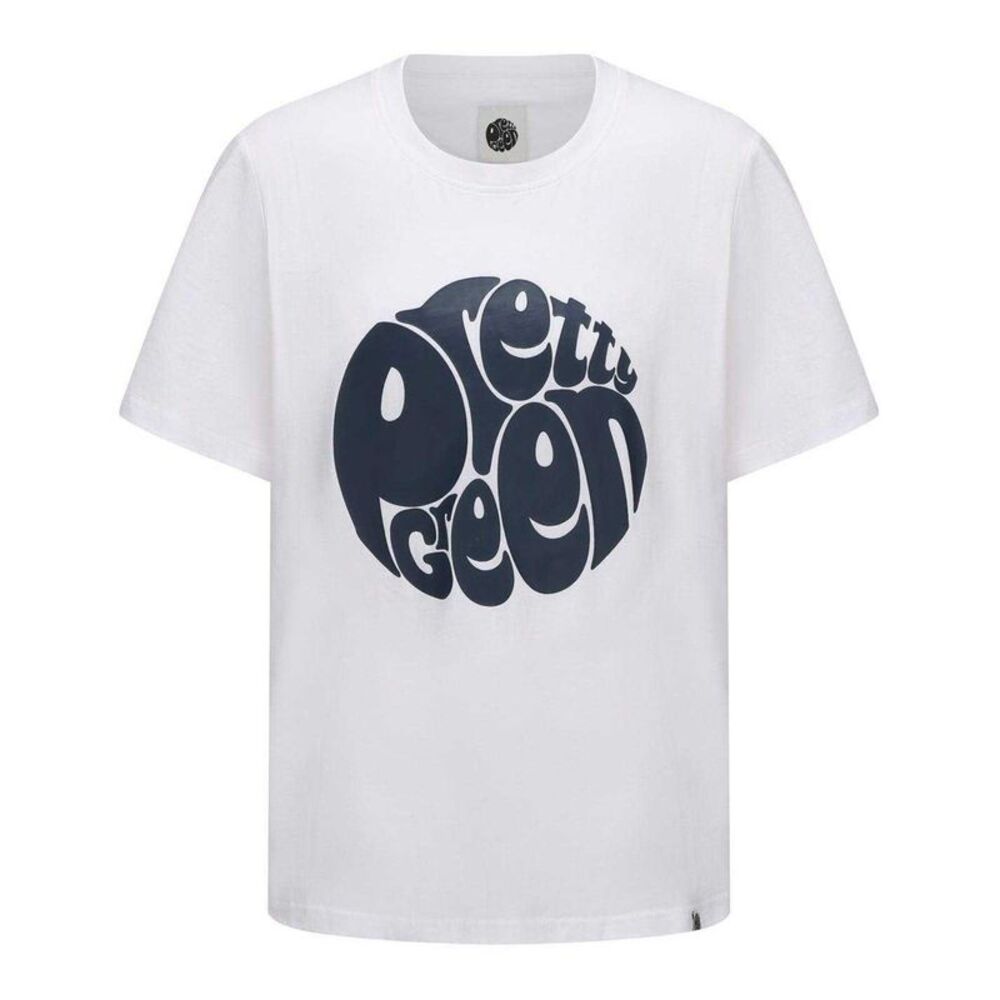 Pretty Green Mens Logo Cotton T-Shirt / White